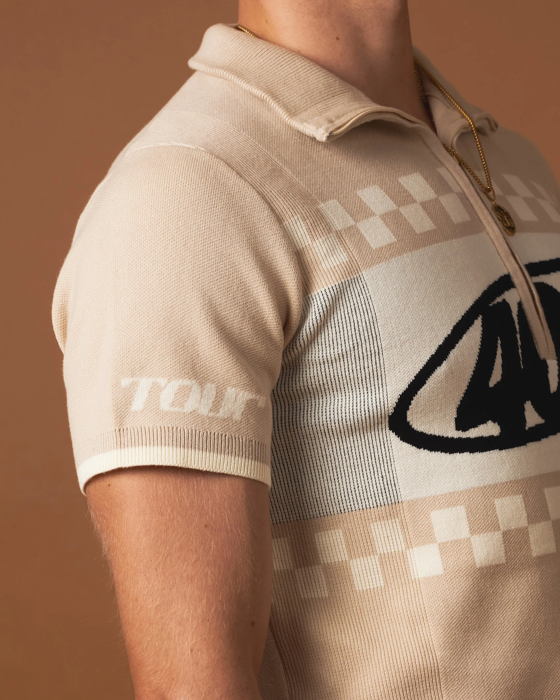 404 Knit Cycling Polo Shirt Tan