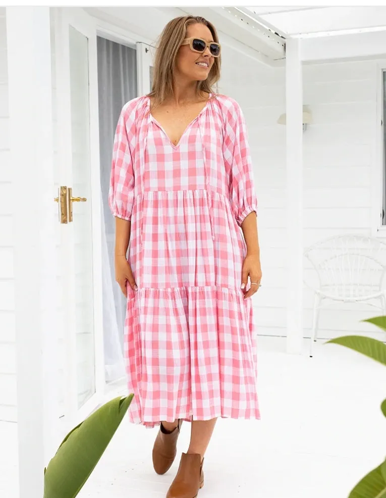 Amber Gingham Dress - Pink