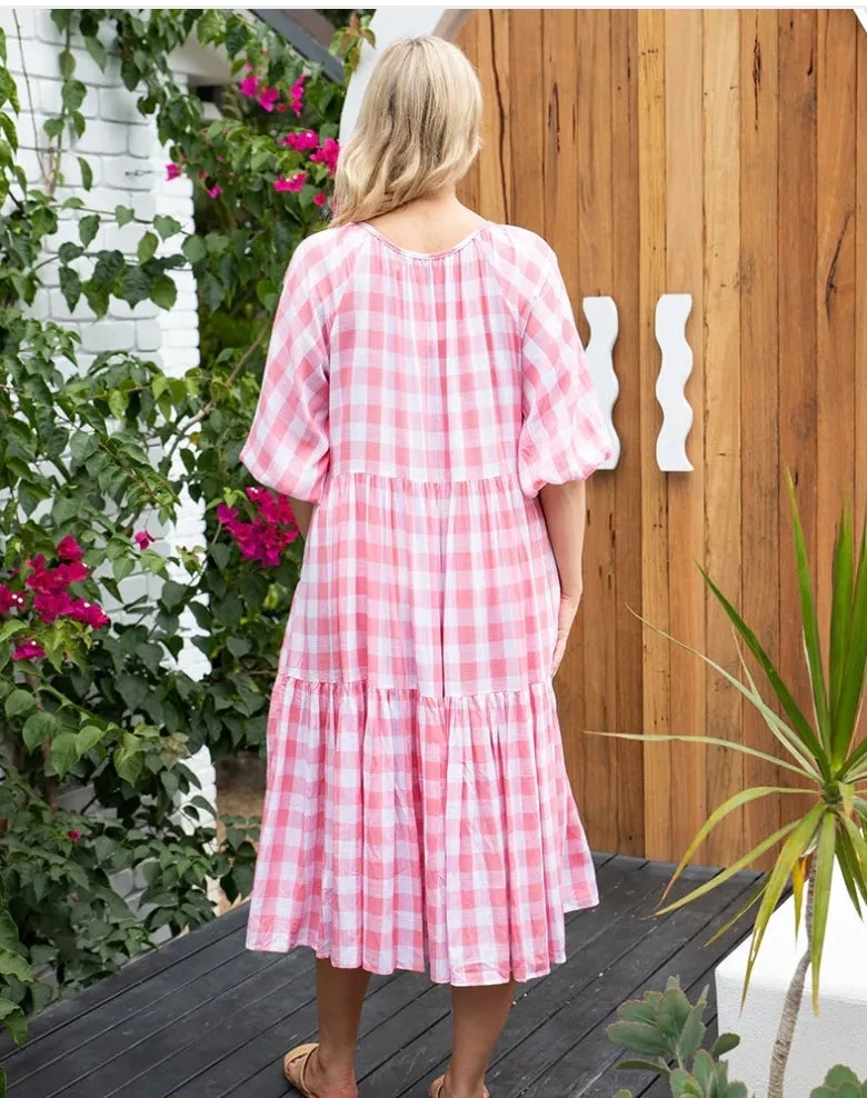 Amber Gingham Dress - Pink