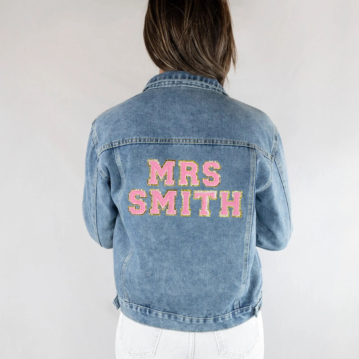 (Blue Denim) Custom Mrs Patch Denim Jacket