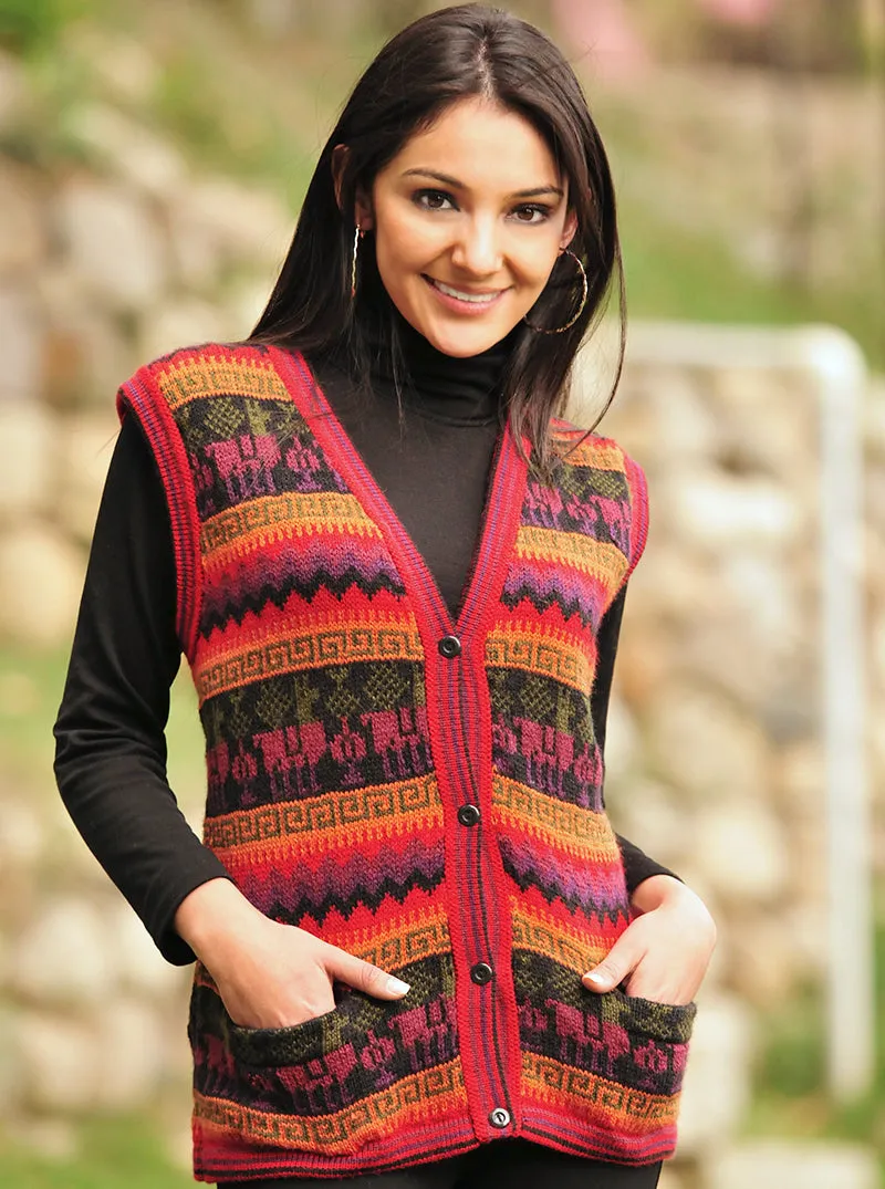 Buttoned Alpaca Vest for Women