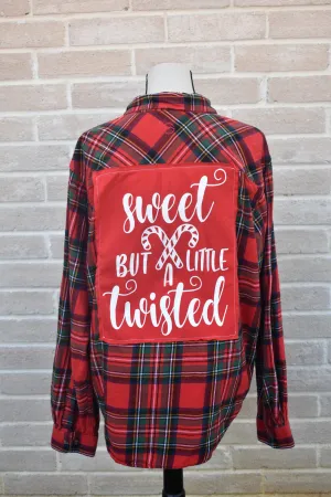 Candy Cane Vintage Repurposed Flannel