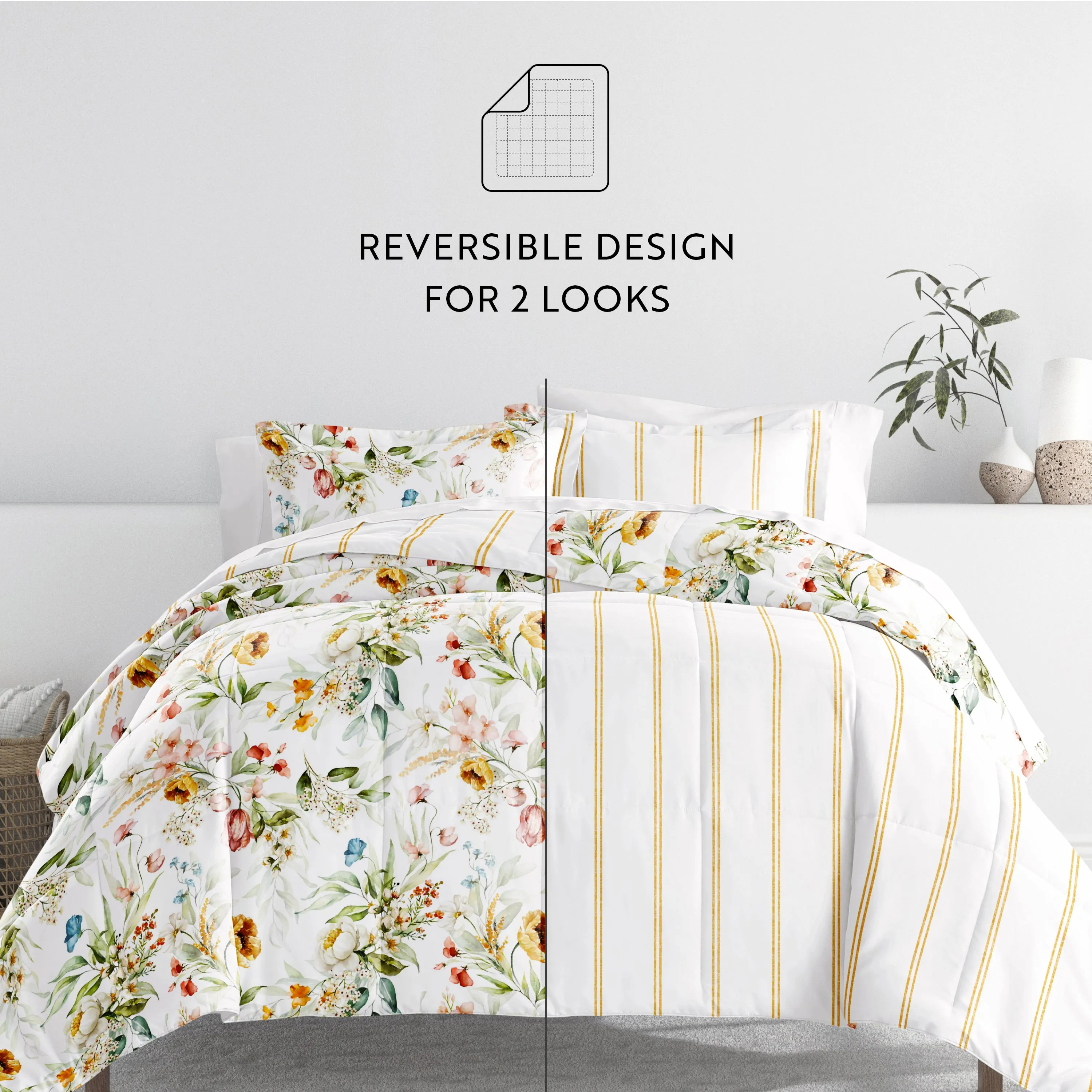 Chintz Floral Reversible Down-Alternative Comforter Set