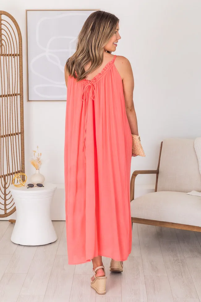 Choose Fate Coral High Neck Midi Dress FINAL SALE