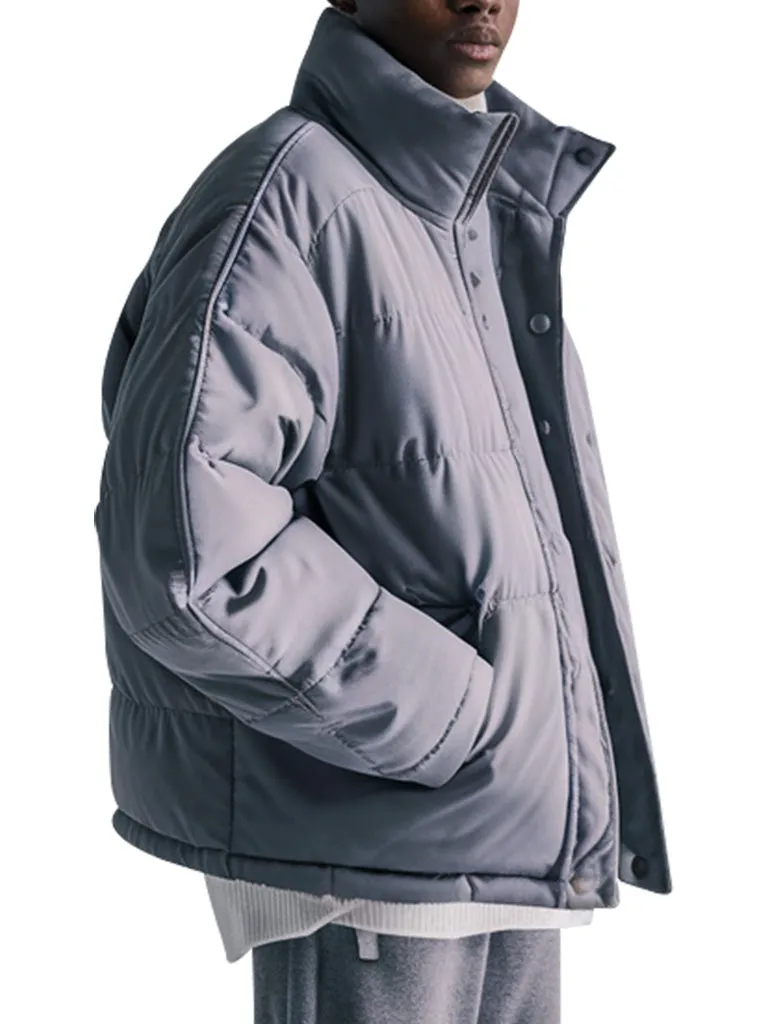 Classic Gray Quilted Puffer Jacket For Men