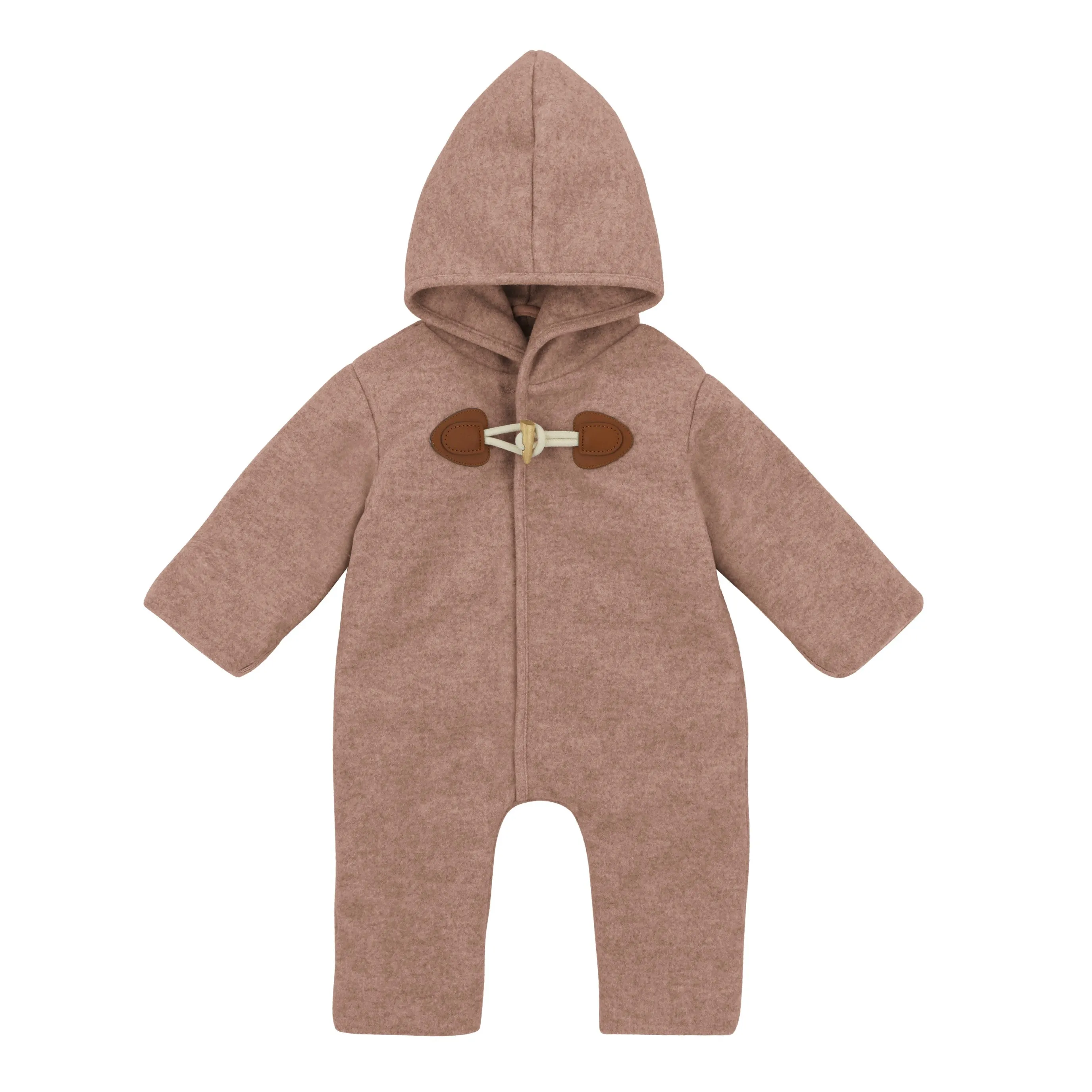 coat snowsuit romper wool with bonnet - mauve