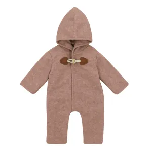 coat snowsuit romper wool with bonnet - mauve