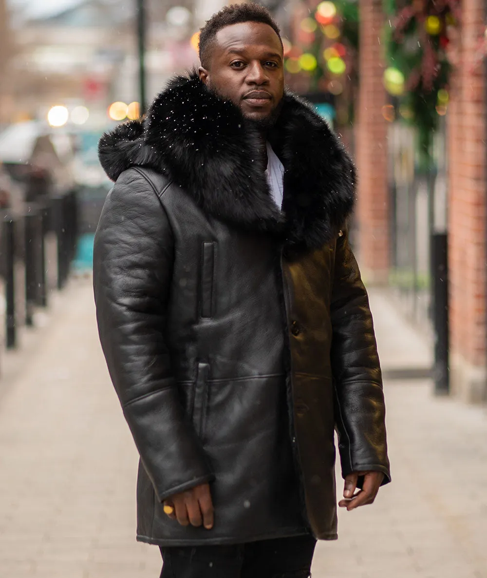 Cody's shearling trench coat with Fox Fur trims