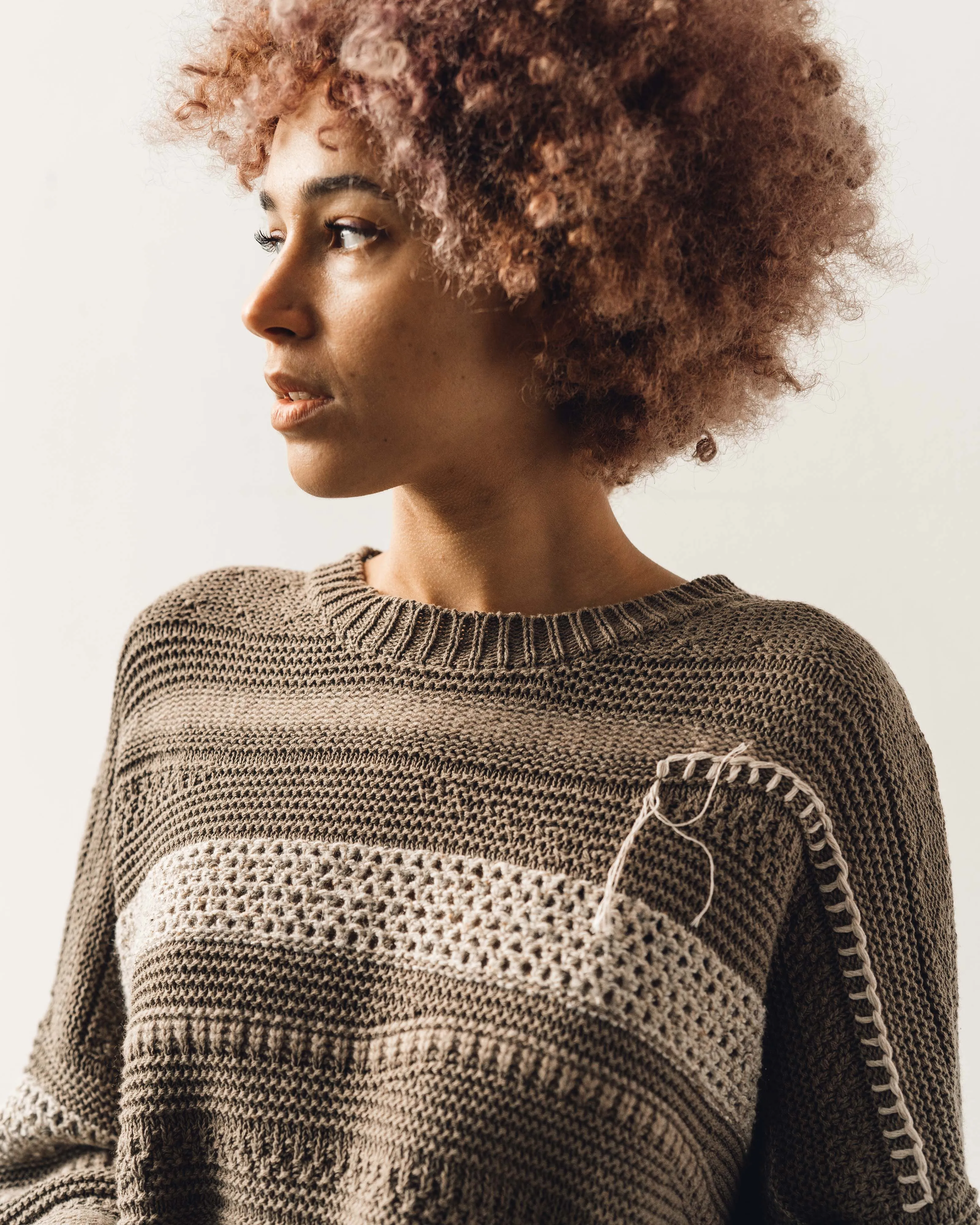 Cordera Natural Patched Sweater, Taupe