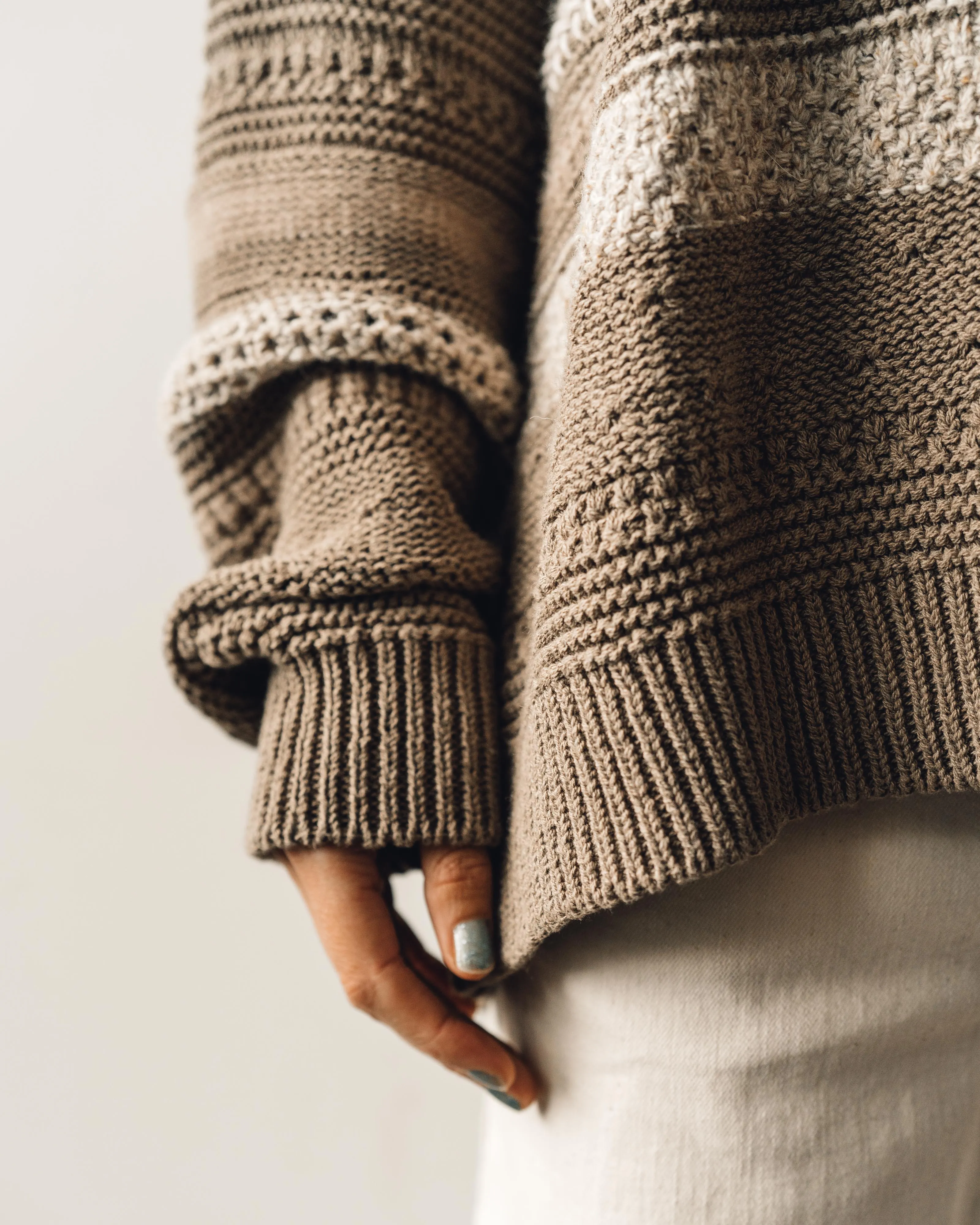 Cordera Natural Patched Sweater, Taupe