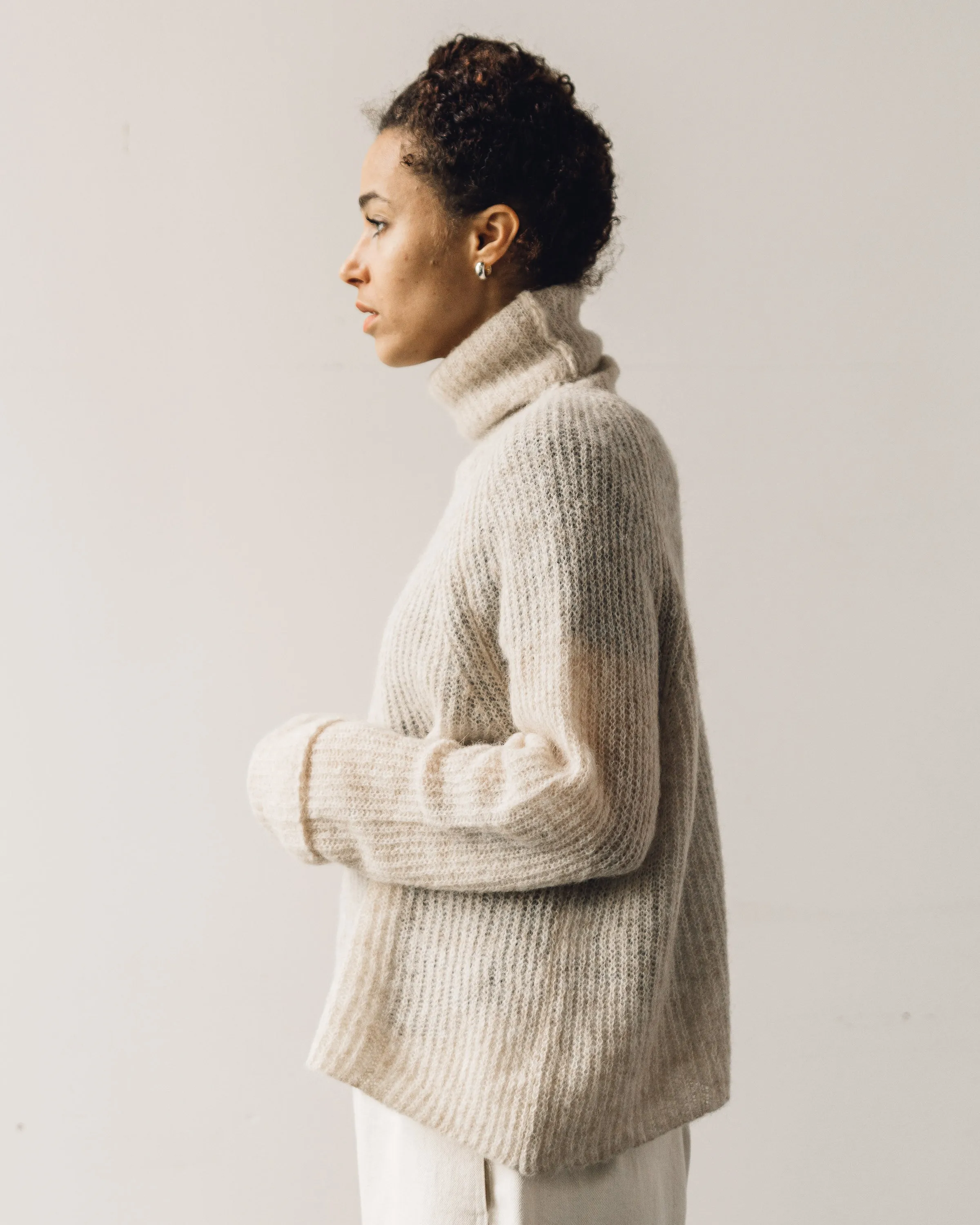 Cordera Soft Alpaca Turtleneck Sweater, Beige