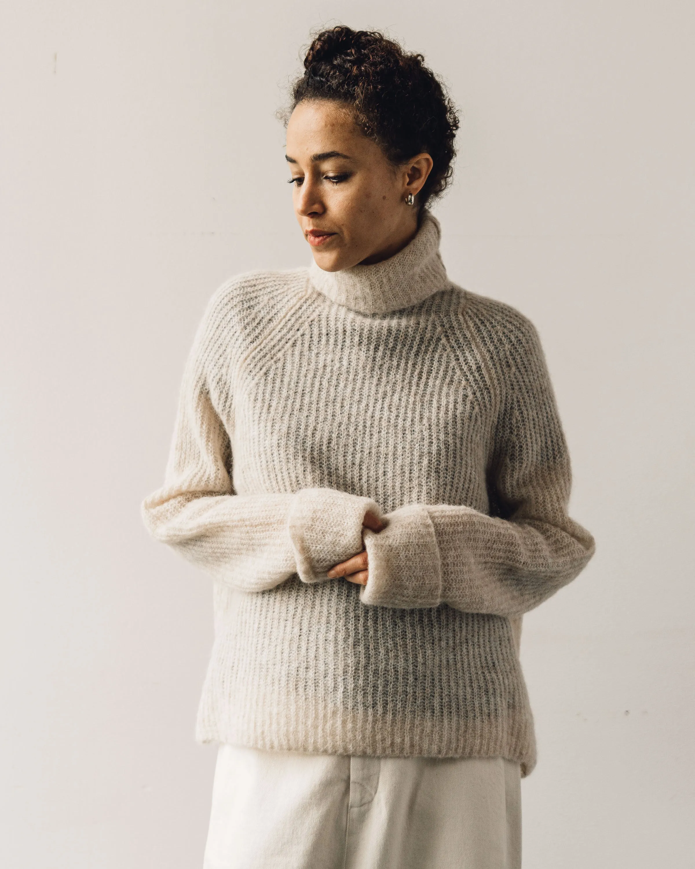 Cordera Soft Alpaca Turtleneck Sweater, Beige