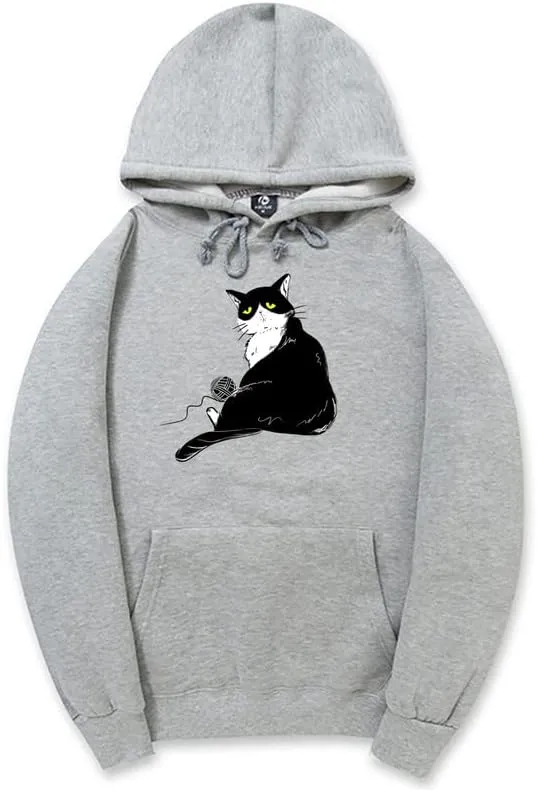 CORIRESHA Halloween Cute Cat Hoodie Long Sleeve Drawstring Kangaroo Pocket Unisex's Sweatshirt