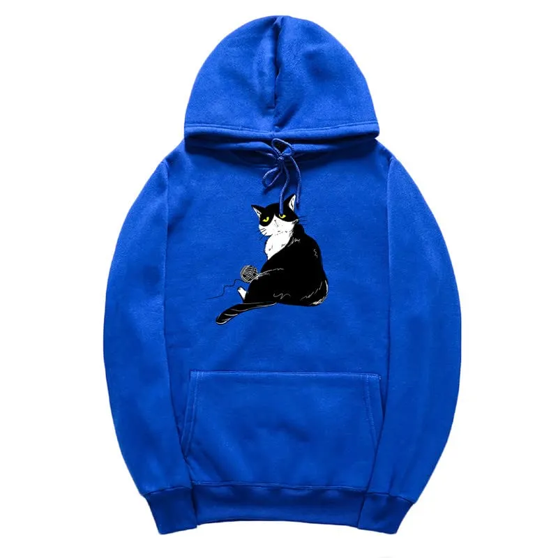 CORIRESHA Halloween Cute Cat Hoodie Long Sleeve Drawstring Kangaroo Pocket Unisex's Sweatshirt