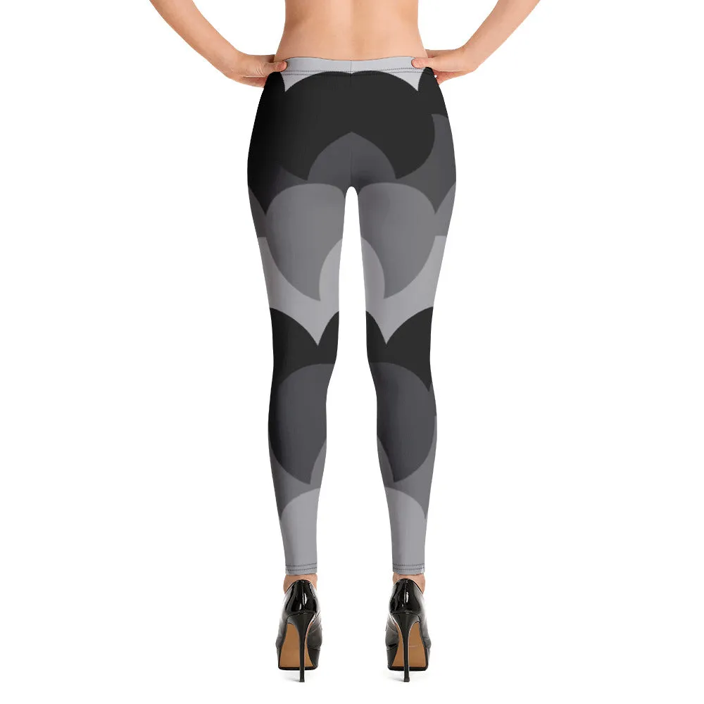 Crista Graphic Leggings in Black and Grays with Curves, Statement Leggings, Funky Leggings, Bold Leggings