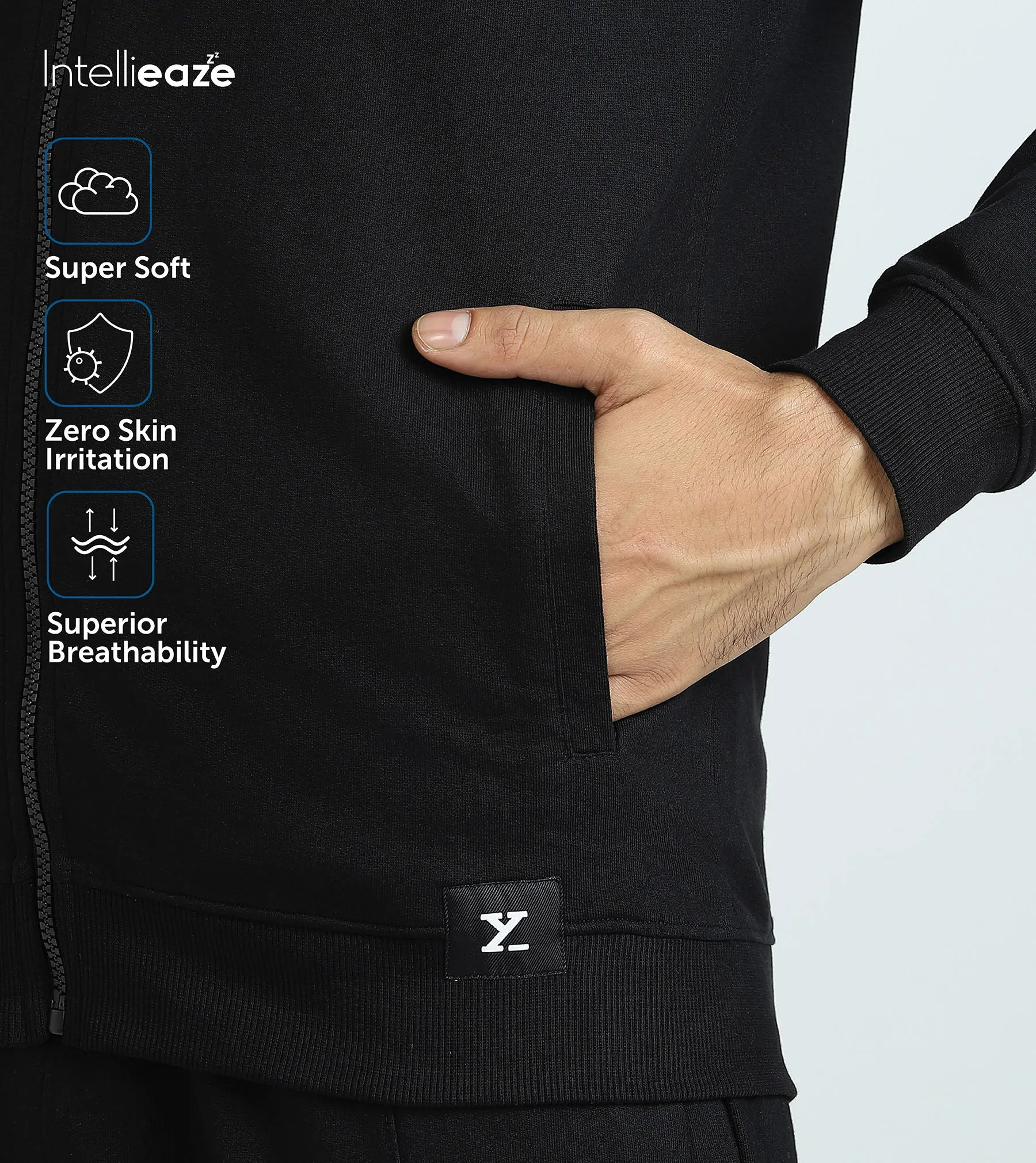 Cruze French Terry Cotton Zip Ups Pitch Black