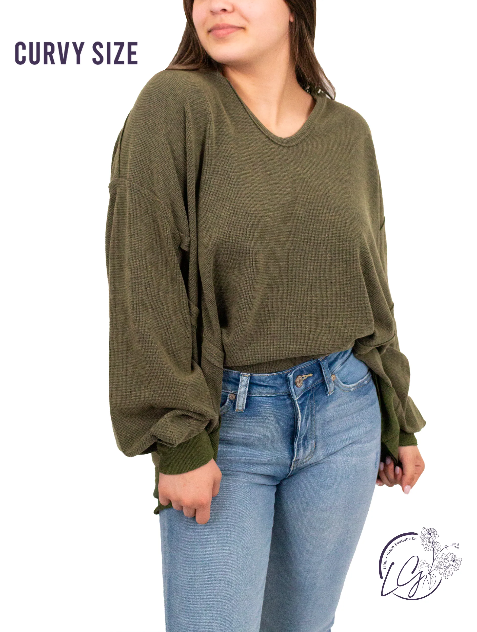 Curvy Washed Oversized Split Neck Tee