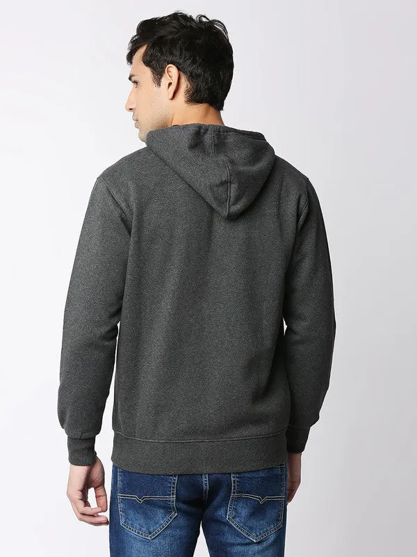 Dark Grey Melange Fleece Full-Zip Hoodie