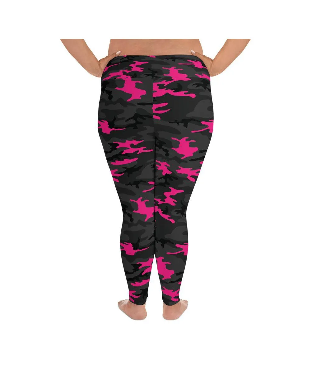 Dark Pink Camo Plus Size Leggings