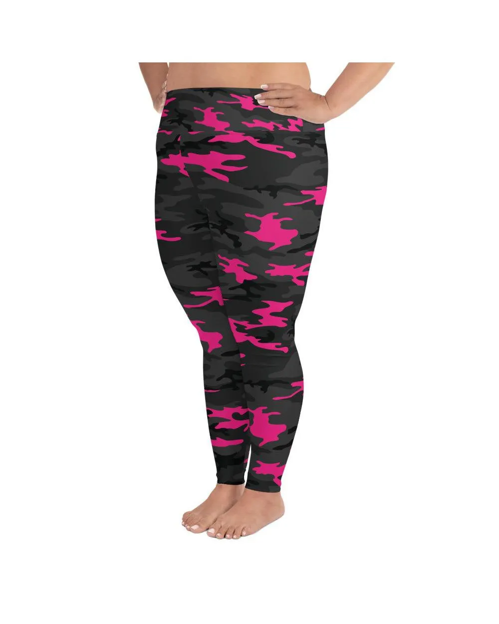 Dark Pink Camo Plus Size Leggings