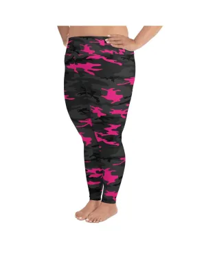 Dark Pink Camo Plus Size Leggings