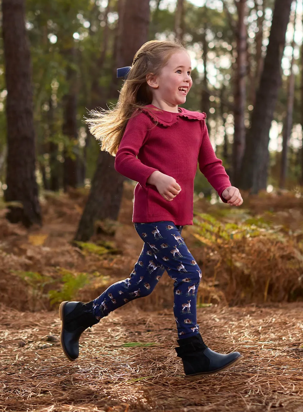 Deer Jersey Leggings in Navy