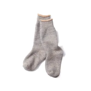 Double Face Crew Socks Merino Wool/Organic Cotton - Gray/Brown