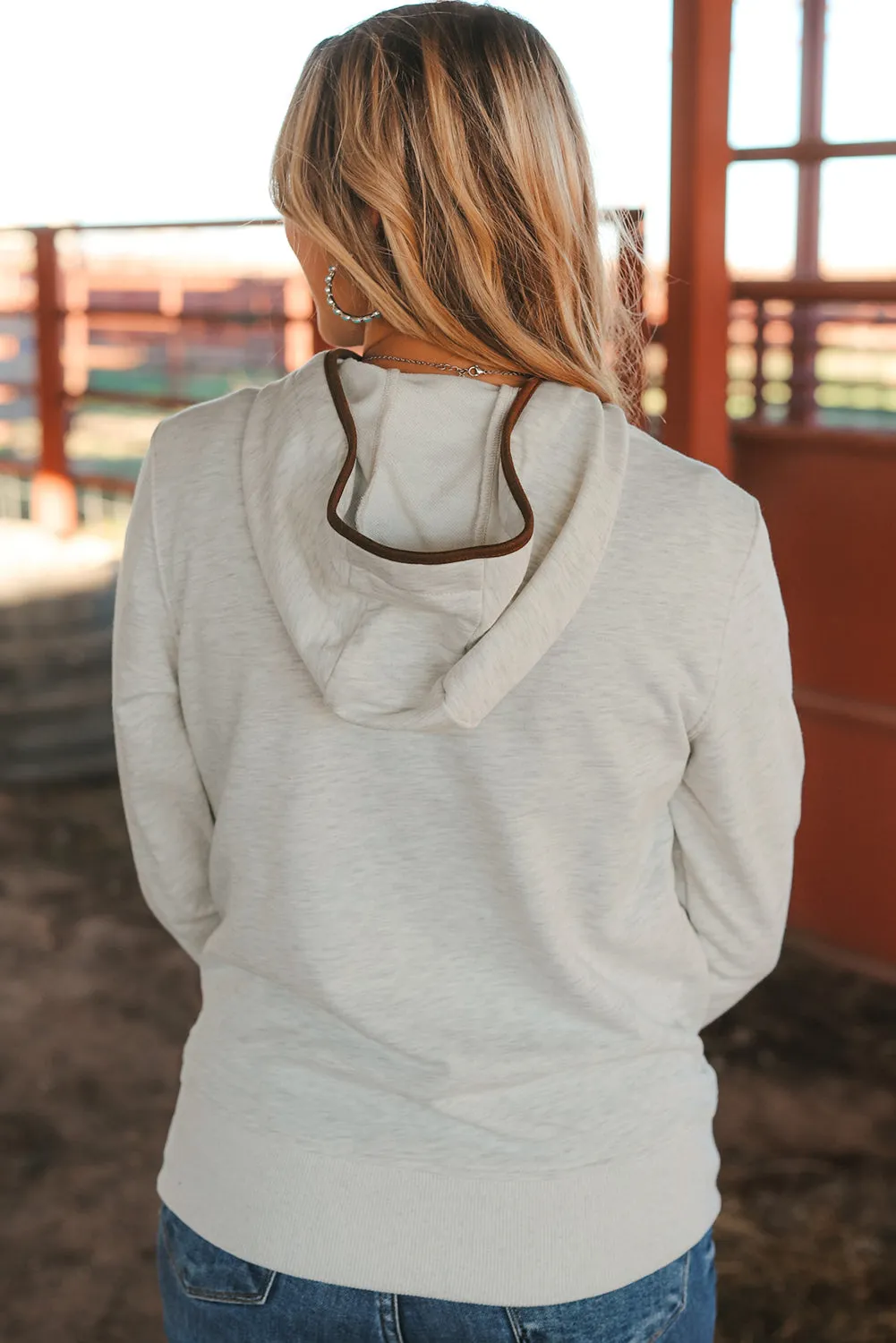 Drawstring Kangaroo Henley Hoodie