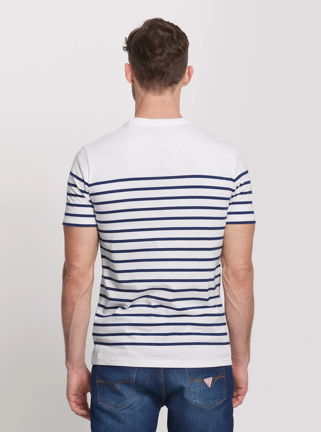 Eco White Blue Striped Short Sleeve T-Shirt