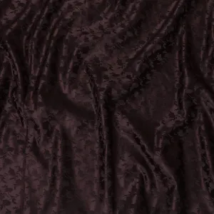 Elegant Deep Maroon Synthetic Brocade Fabric with Floral Leaf Pattern â€“ 140 cm Width-D19385