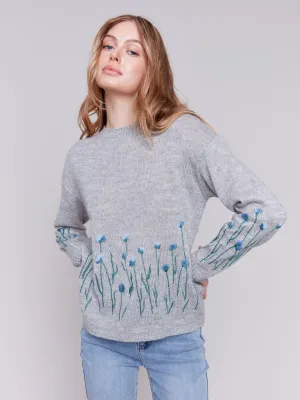 Embroidered Flower Sweater