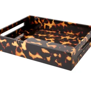 Faux Tortoise Medium Lacquered Serving Tray