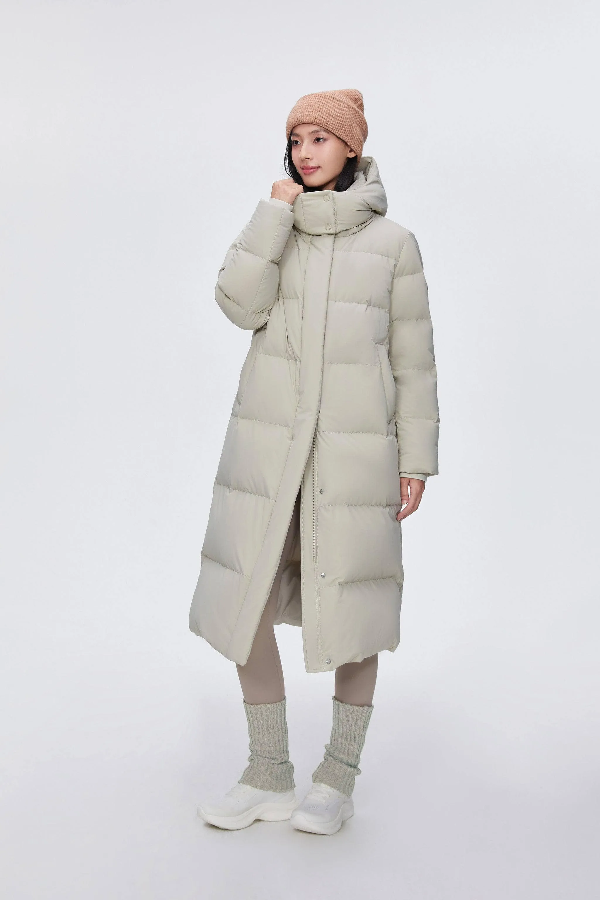 Feel the Cloud Women's Long Down Coat with detachable hood