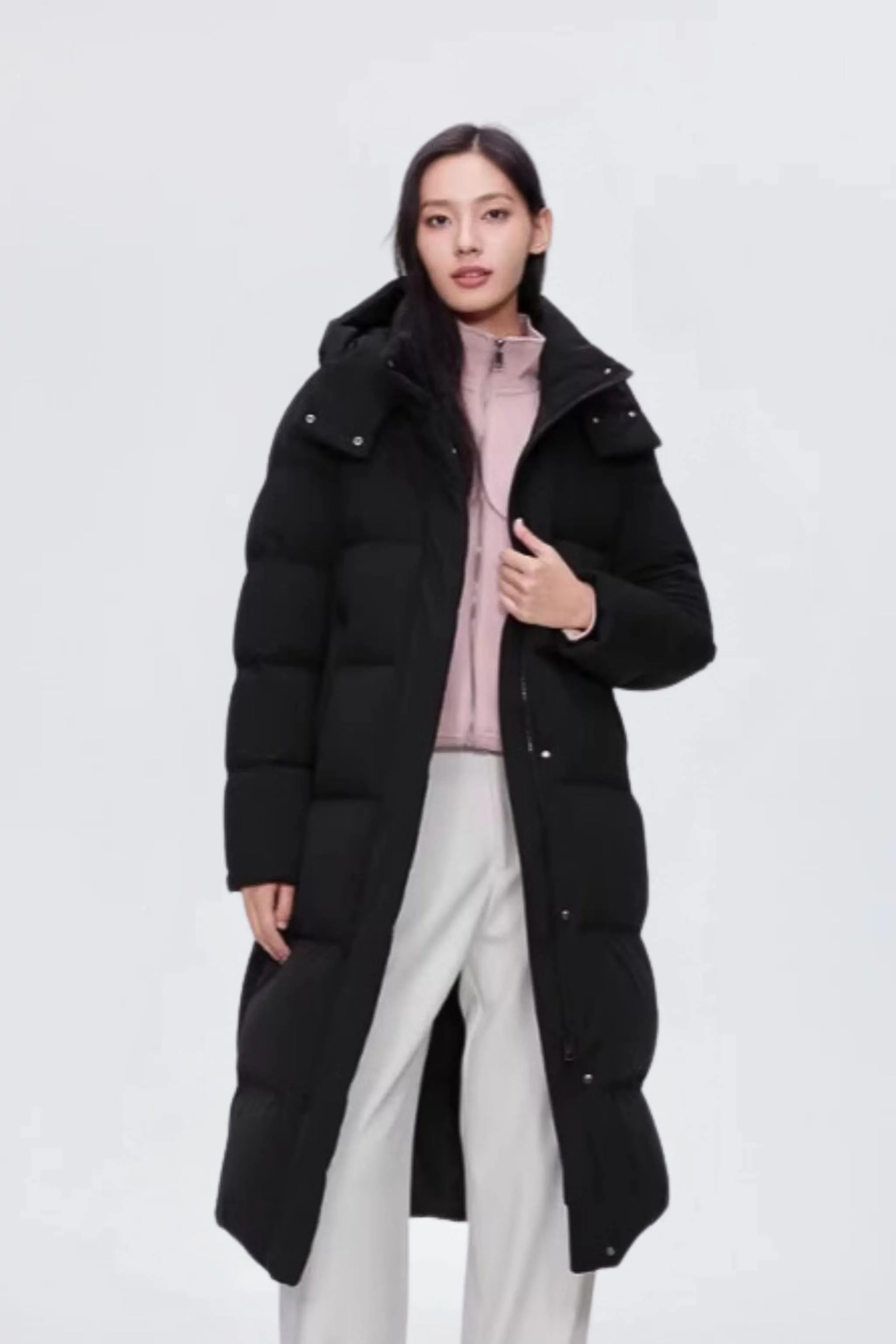 Feel the Cloud Women's Long Down Coat with detachable hood