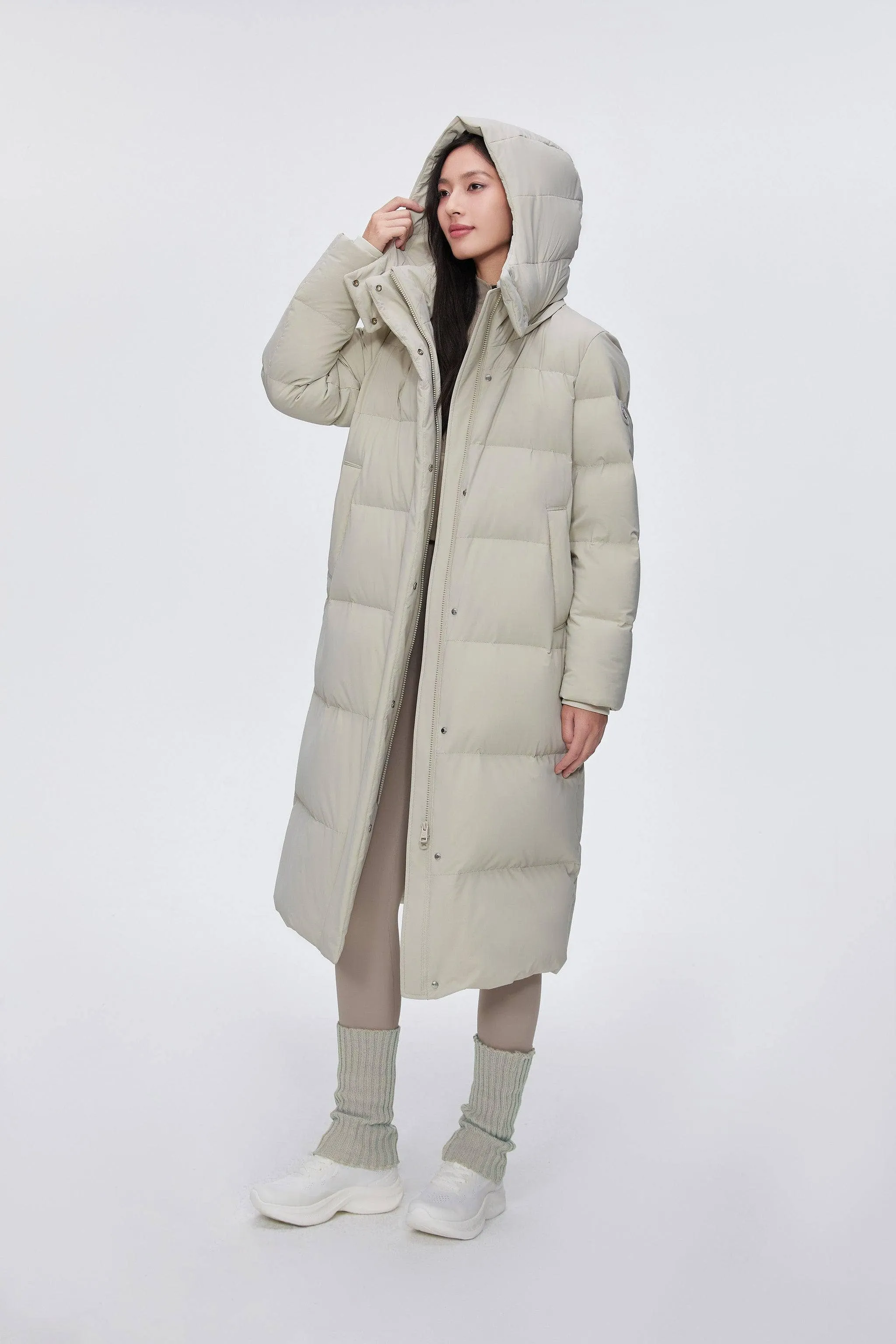 Feel the Cloud Women's Long Down Coat with detachable hood