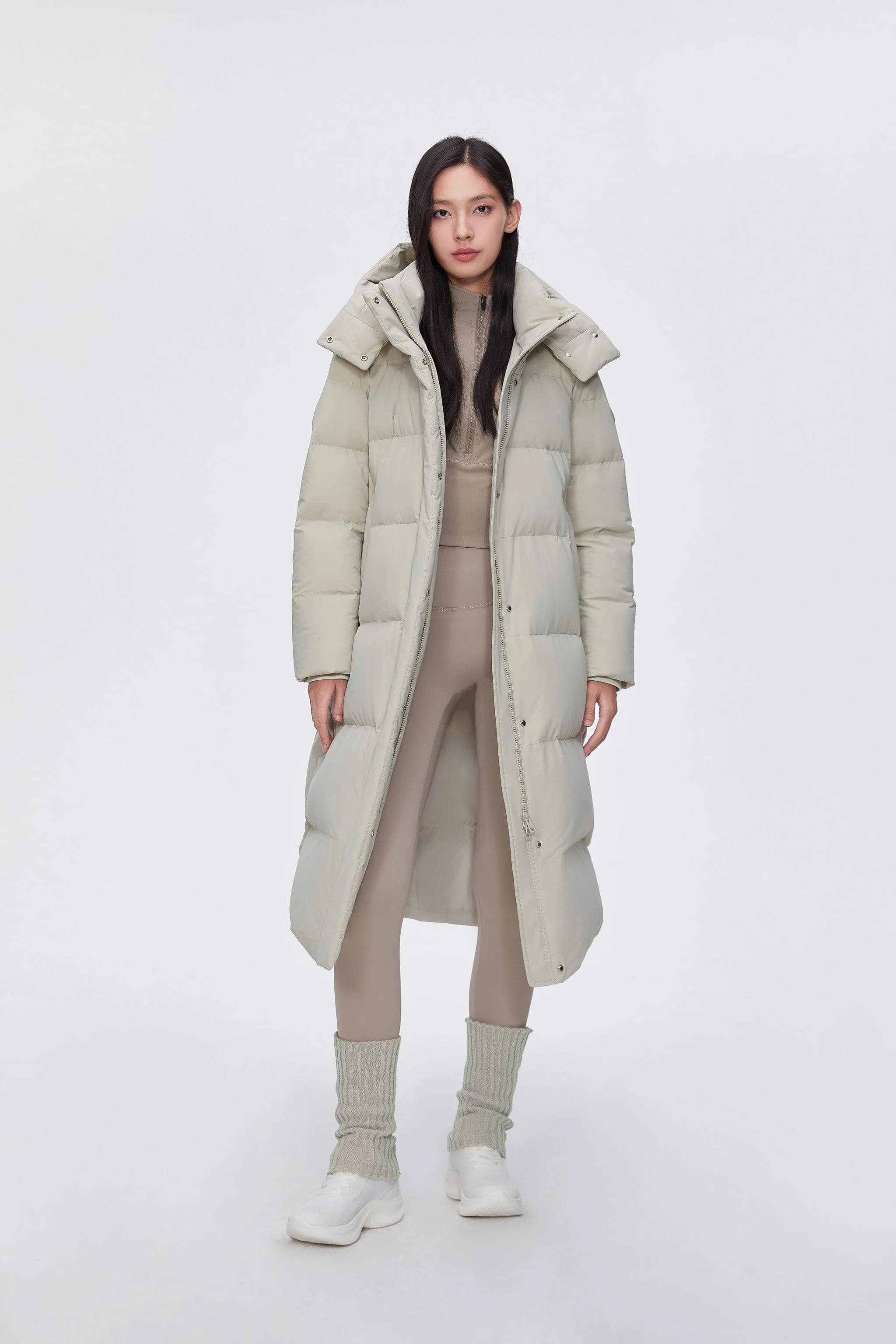 Feel the Cloud Women's Long Down Coat with detachable hood