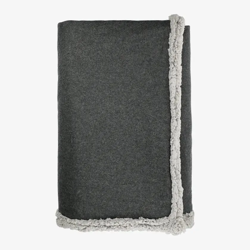 Field & Co Oversized Wool Sherpa Blanket, Charcoal