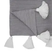 Gable Knitted Tassel Grey Throw