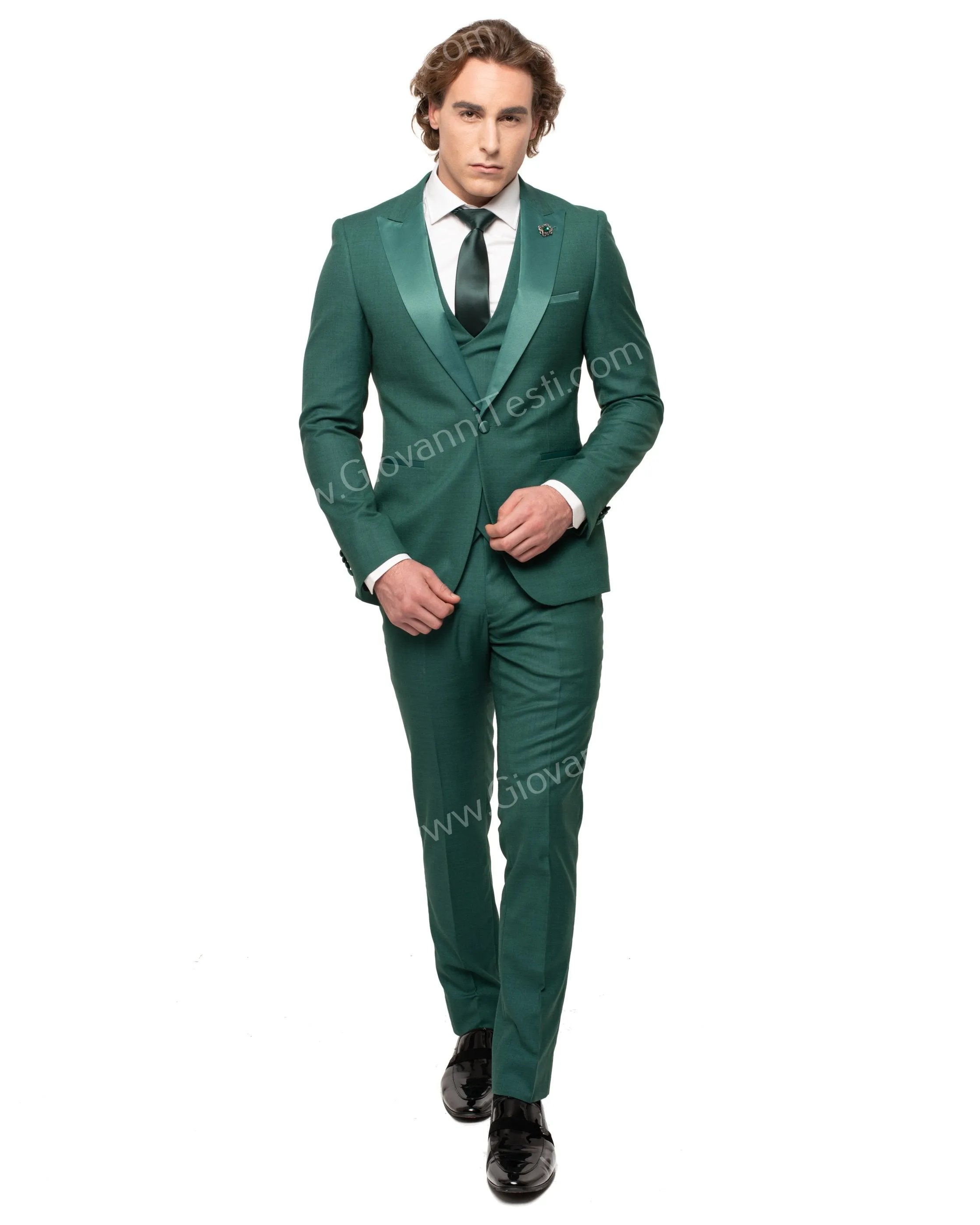 Giovanni Testi 1 Button Peak Lapel Forest Green Tuxedo GT1PA V-1501