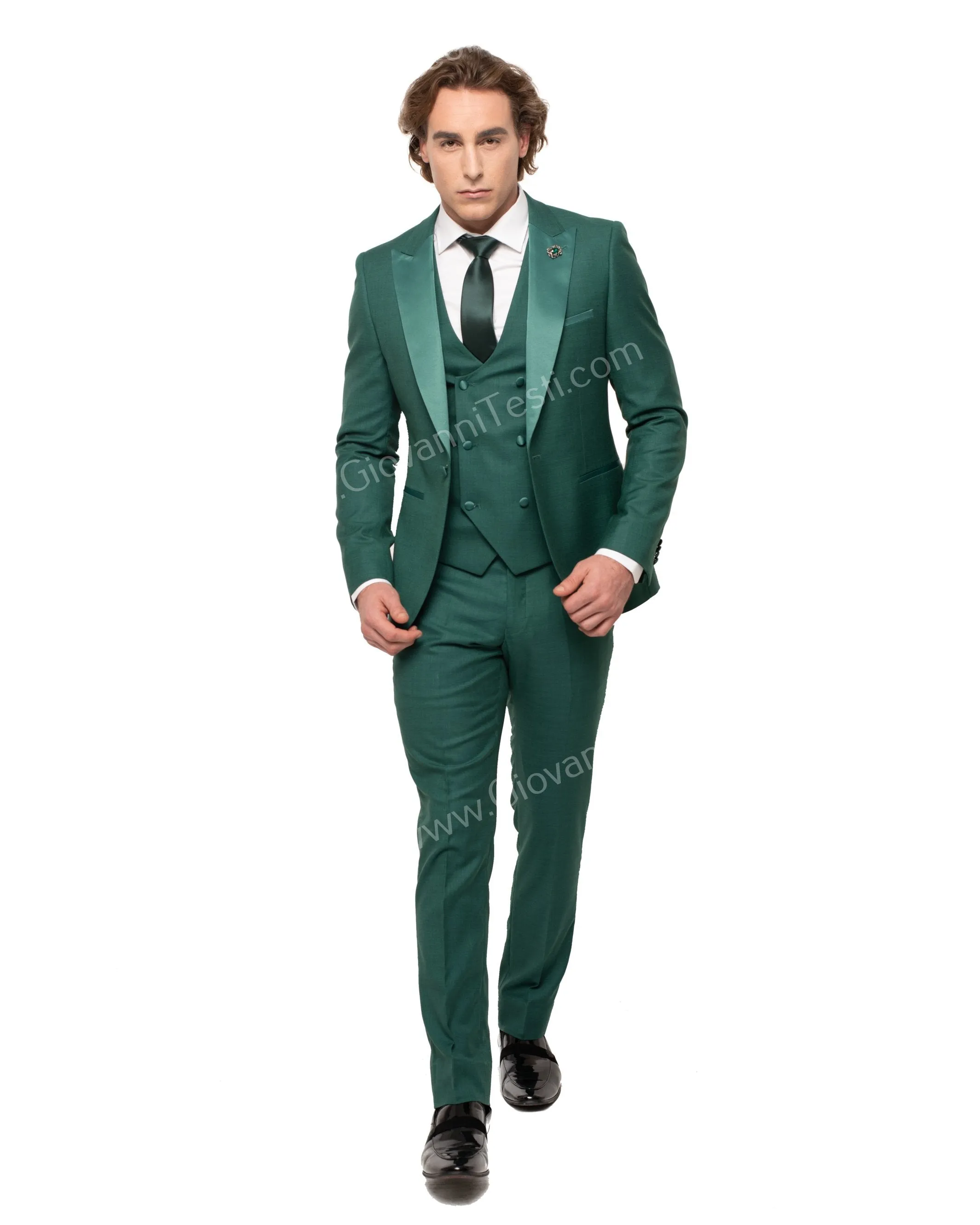 Giovanni Testi 1 Button Peak Lapel Forest Green Tuxedo GT1PA V-1501