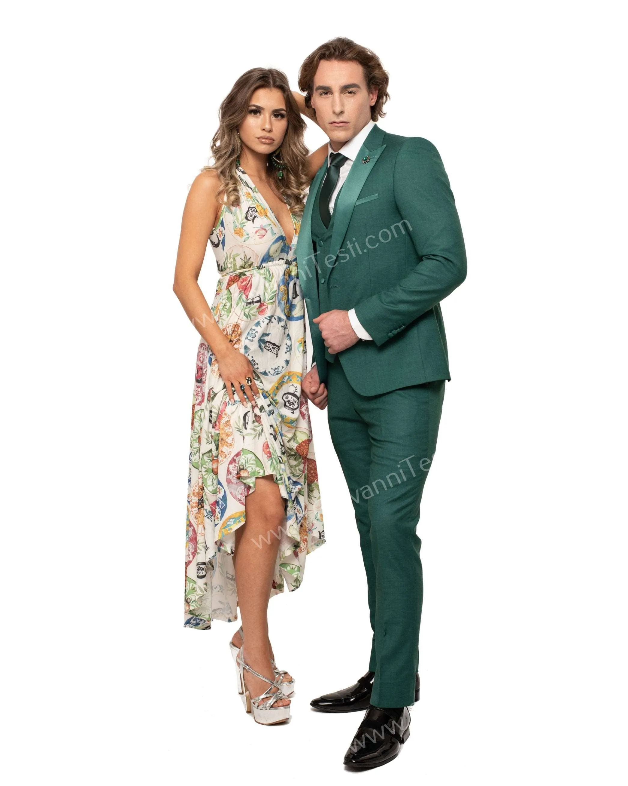 Giovanni Testi 1 Button Peak Lapel Forest Green Tuxedo GT1PA V-1501