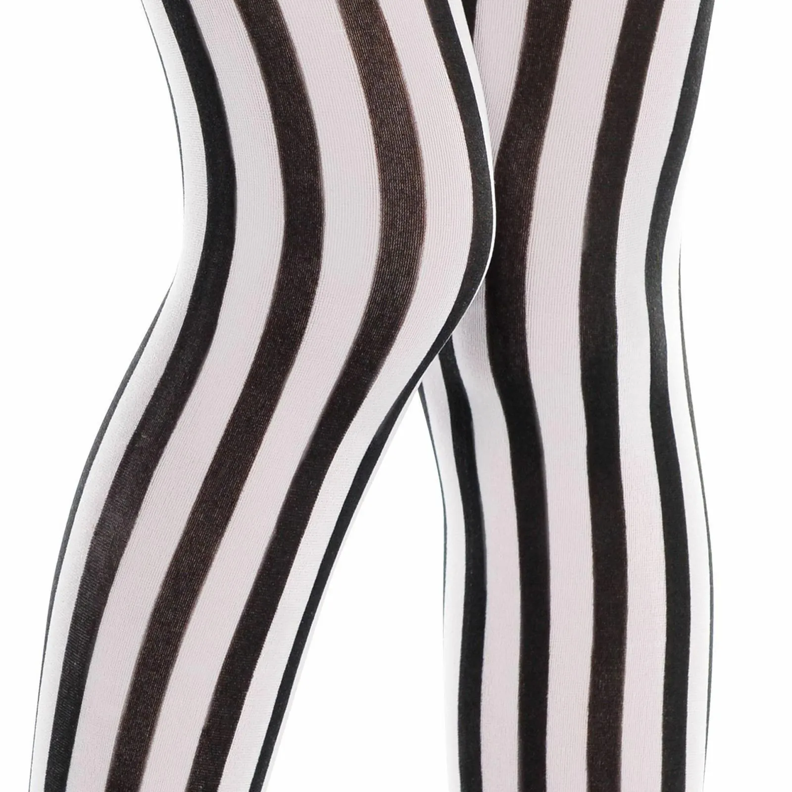 Girls Vertically Striped Black White Pirate Tights