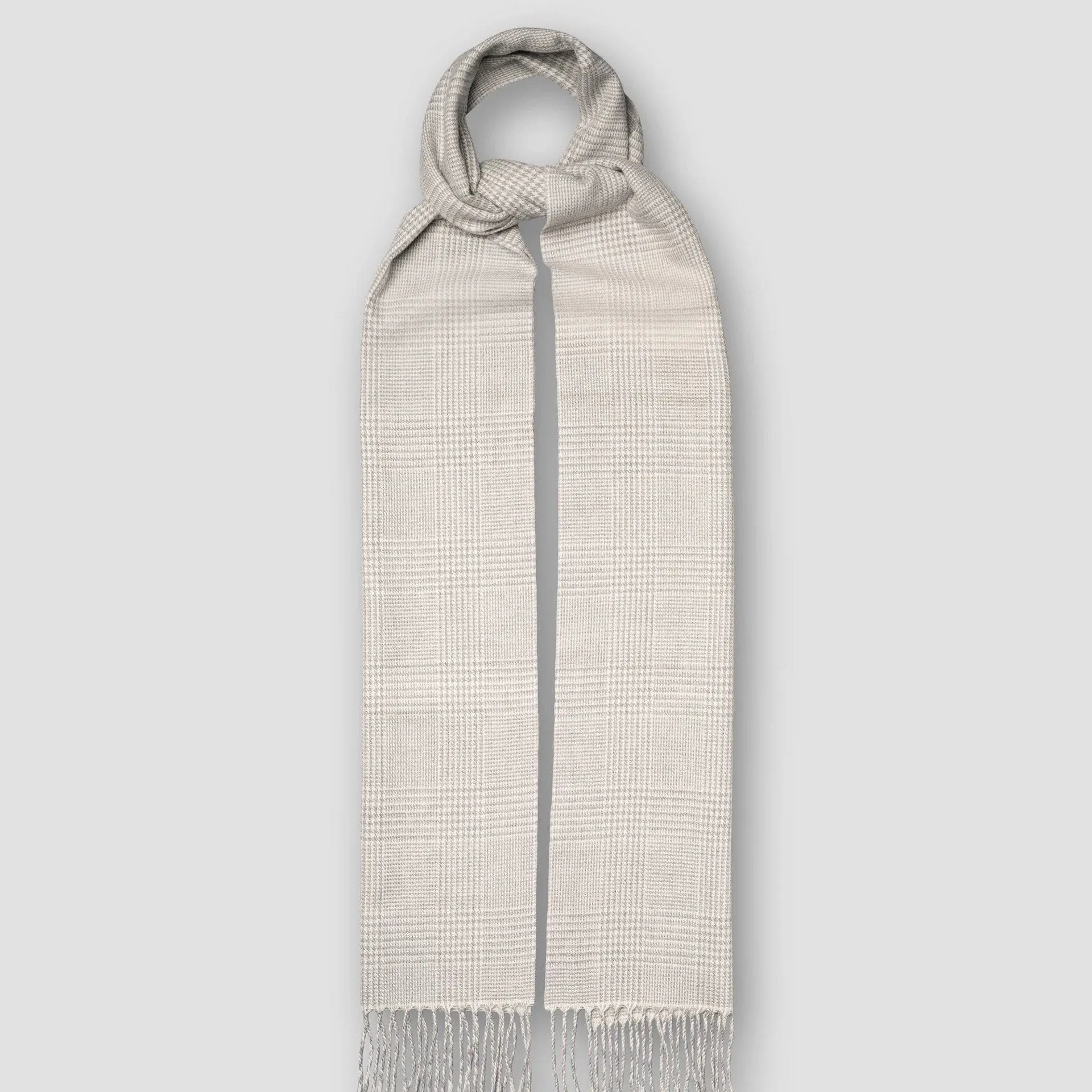 Gray Prince of Wales Merino Wool Scarf - ETON