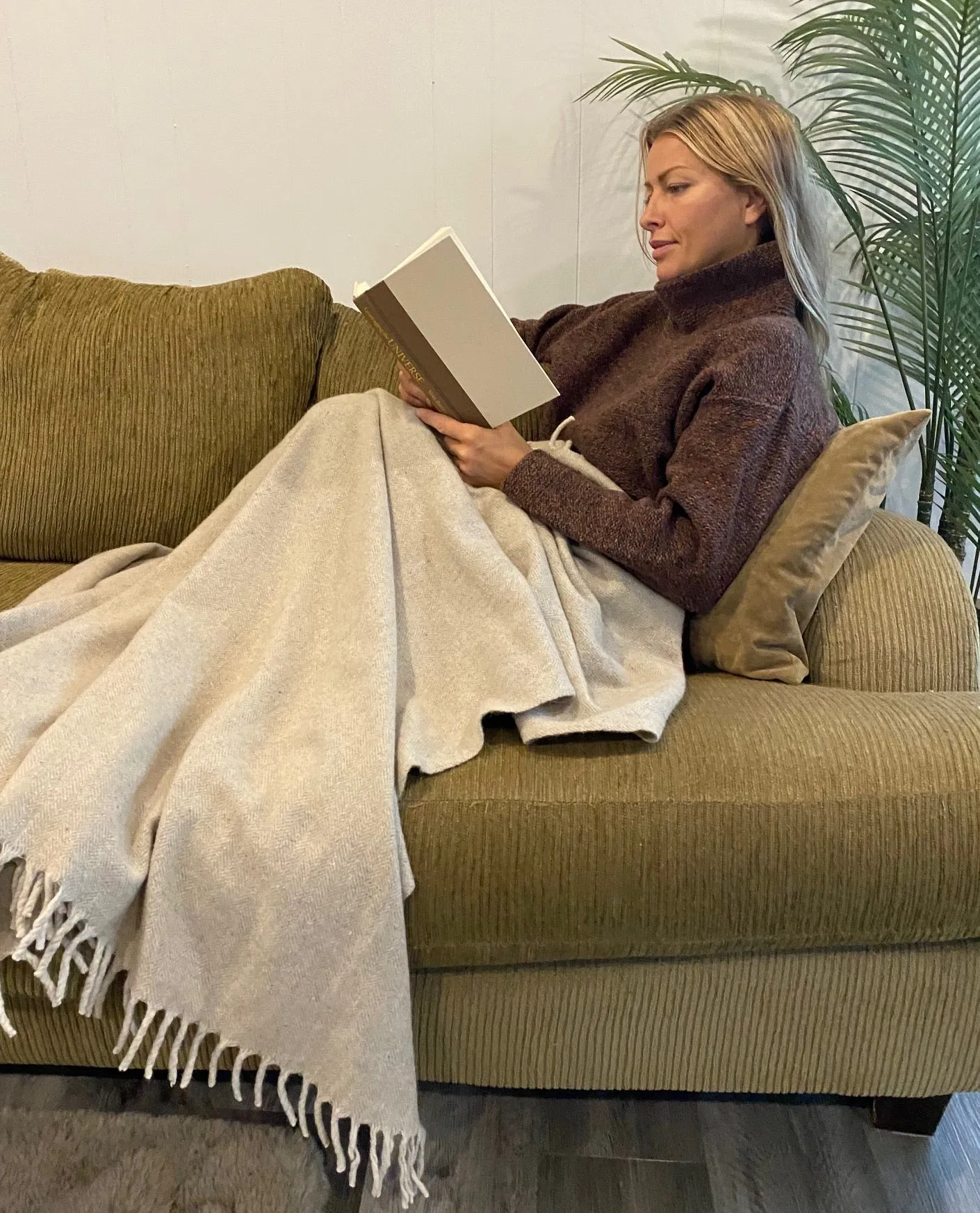 Herringbone Wool Blanket- Sand