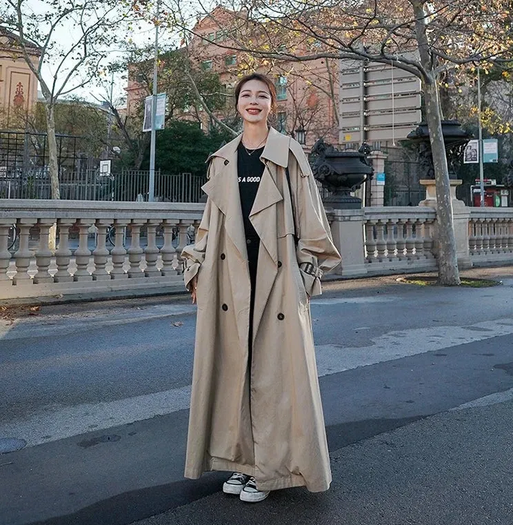 HEYFANCYSTYLE Vintage Charm Long Trench Coat