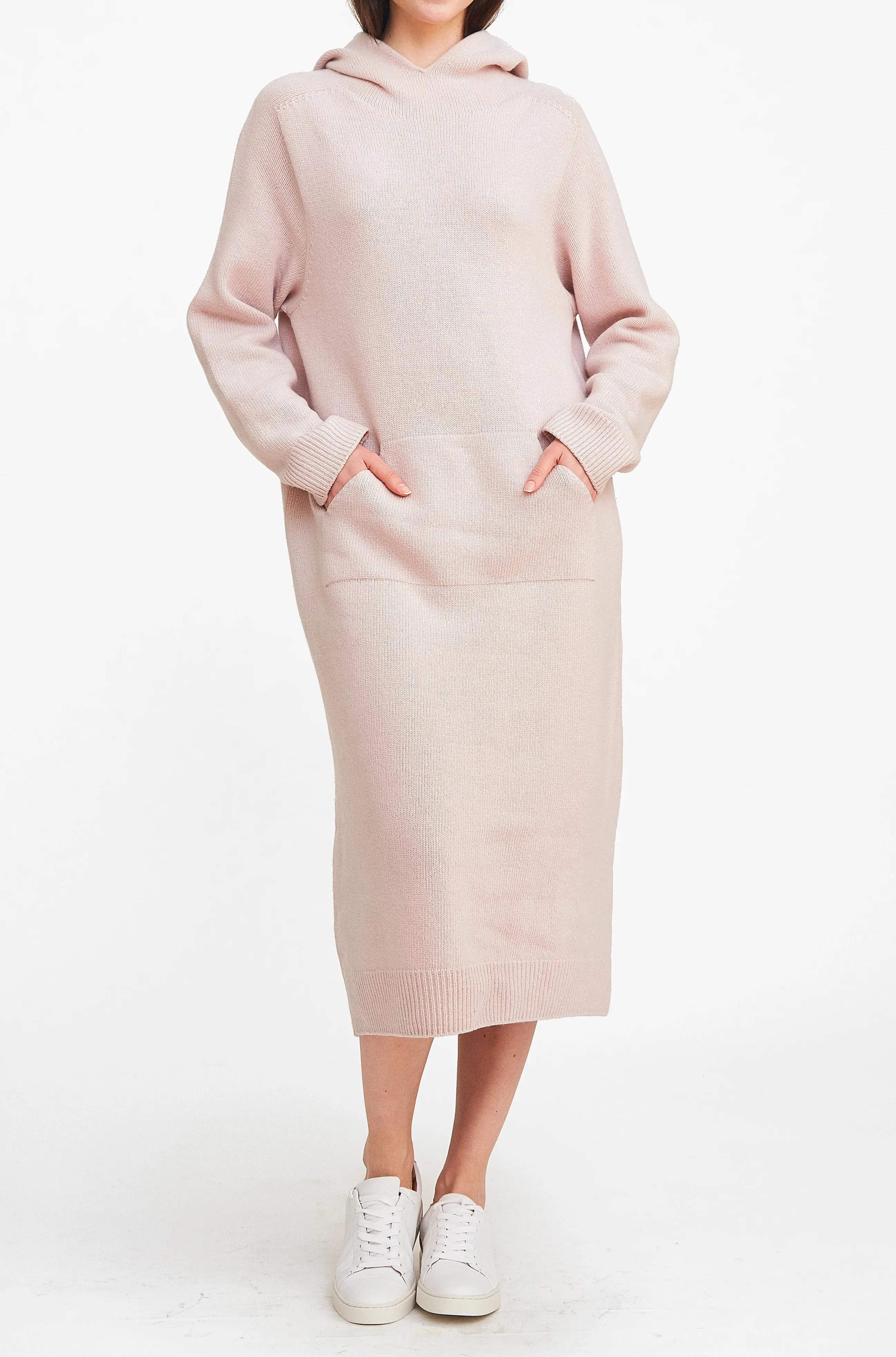 Hood Sweater Dress - Pink