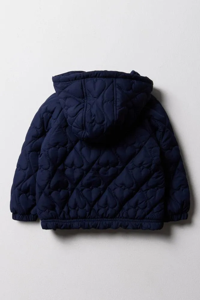 Hooded Quilted Jacket Navy