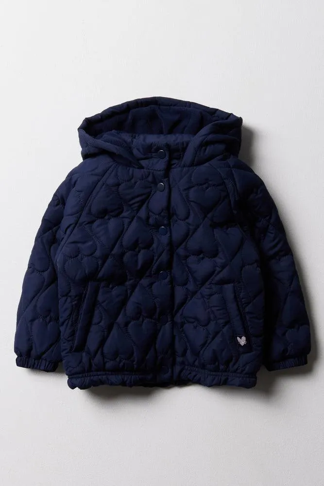 Hooded Quilted Jacket Navy