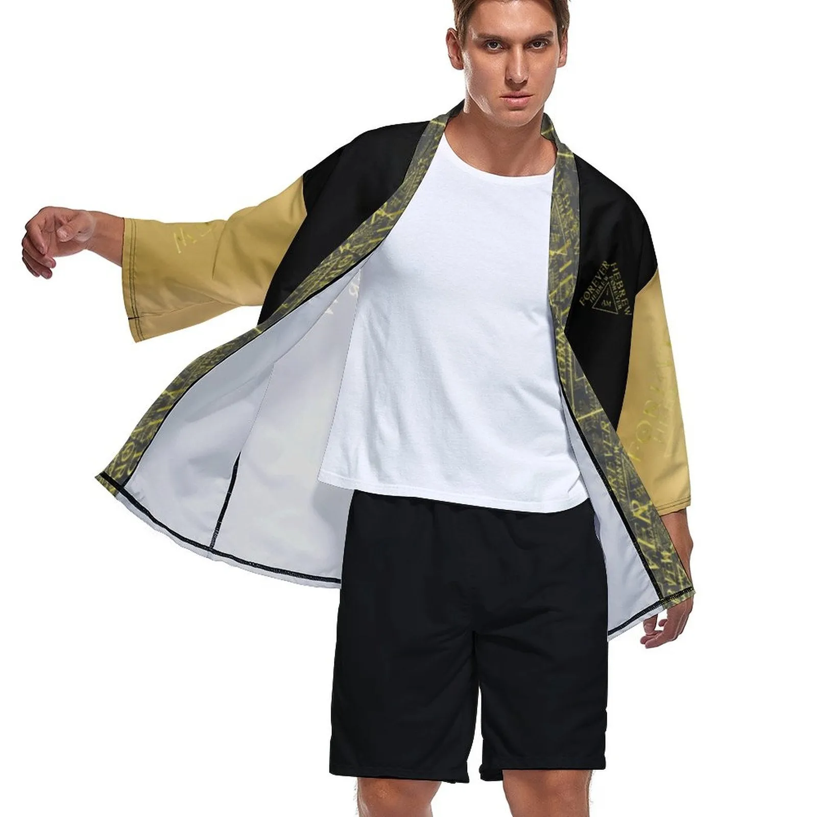 I AM HEBREW 03-01 Men's Designer Drop Shoulder Kimono Cardigan