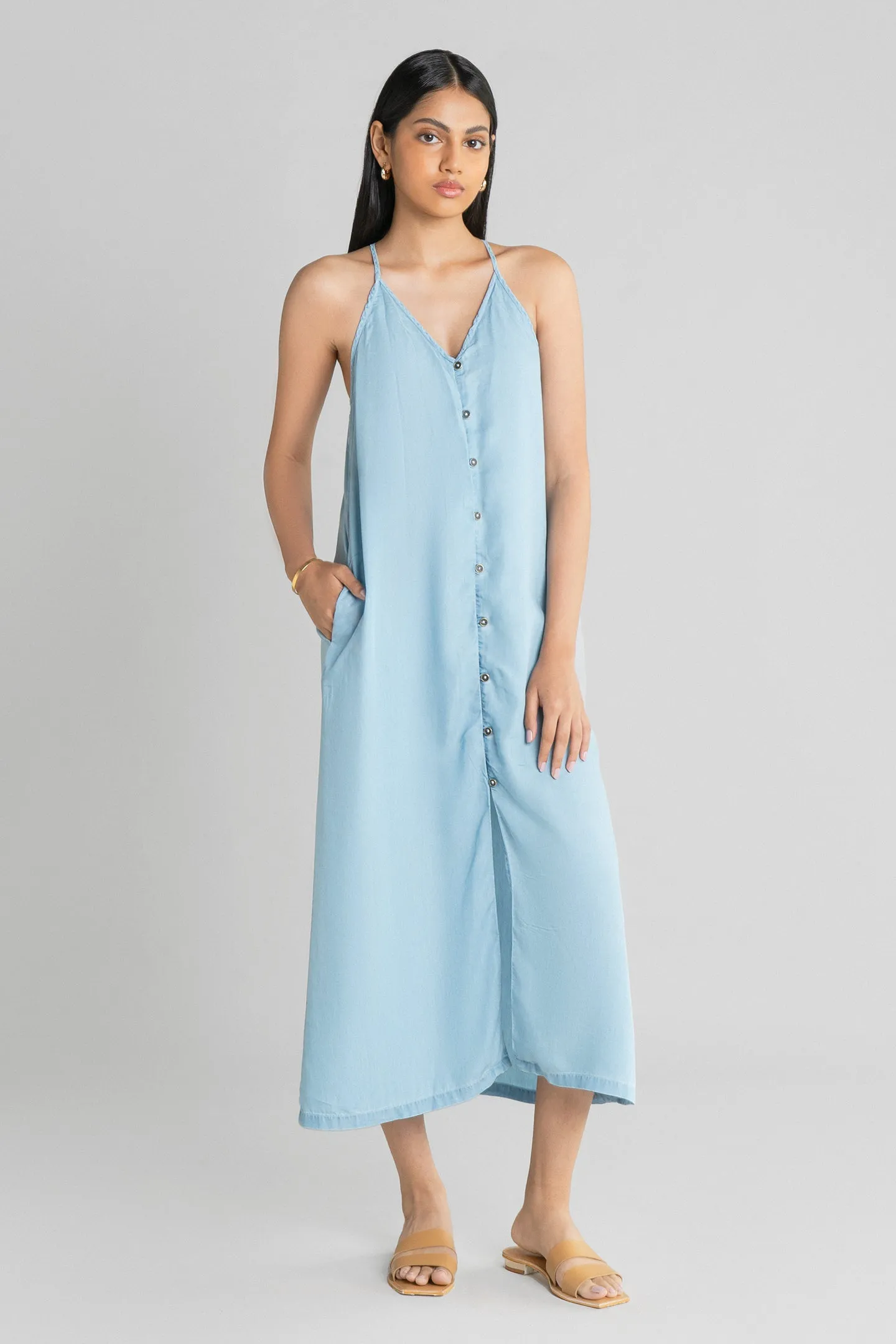 In the Mood for Love Denim Maxi Dress